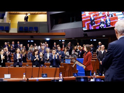 Майя Санду в Страсбурге: «Сегодня Европа сталкивается с двумя войнами – одной, которая разрушает города, и другой, которая подрывает демократию»