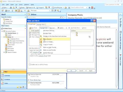 how to define rules in outlook 2007