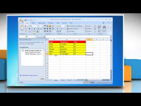 how to recover unsaved excel file 2007