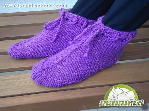 sapatos de trico para dormir videos