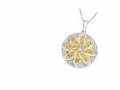 1/2 Carat Yellow Diamond Sterling Silver Pendant w/ Yellow R