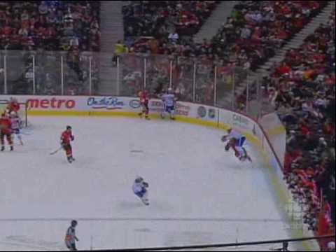 Ryan O'Byrne Huge Hit On Milan Michalek (January 30 2010)