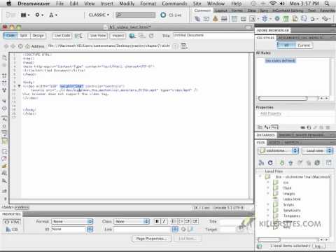 Dreamweaver CS5 – Adding HTML5 Video