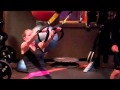 TRX Muscle Up - With arms extended out in front of you, your body should be at a 45 degree angle. Explode upwards keeping your arms as straight as possible, into an upright position. Slowly lower yourself back to the starting position and repeat for 3 sets of 8.
