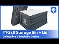 video thumbnail: TYGER 55L Collapsible Stackable Utility Storage Bin with Lid, Gray / White - 2 Pack TG-ST3L055S-EQKzqbyOWgU