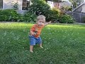 george having fun with his new bubble machine.