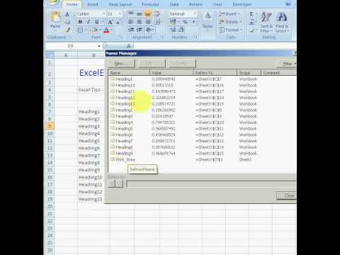 how to edit define name in excel