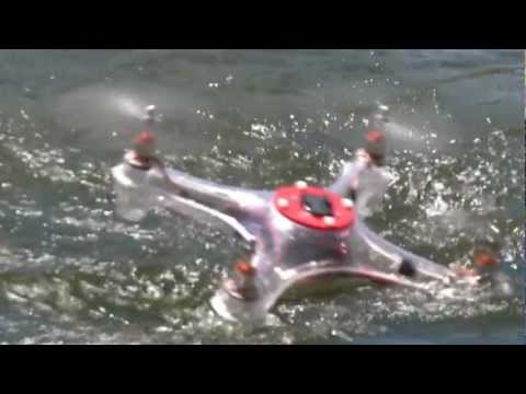Here is one of our prototype quadcopters splashing around in the water