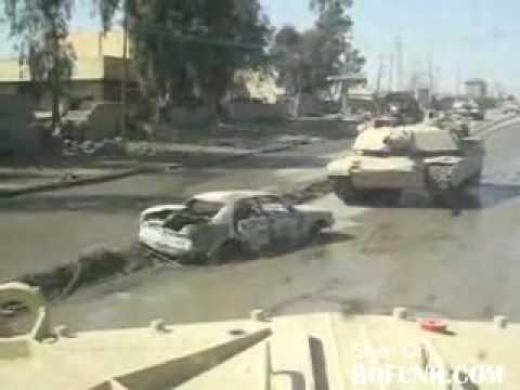 Abrams Tank Drives over Car Bomb