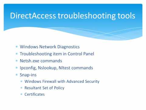 how to troubleshoot direct access