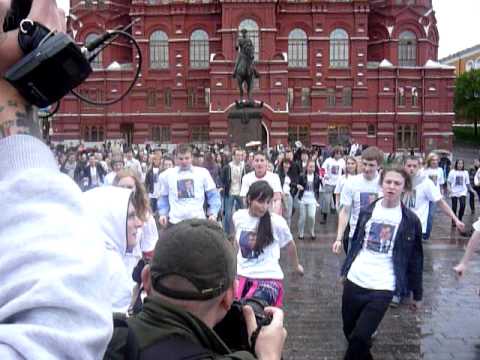 De flashmob die gisteren op het Rode Plein gehouden werd