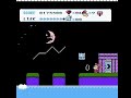 just about the only tricky door in this game. you can either do like i do, throw the bat high and force the moon down into it - or do a very small jump and hit the moon without making it rise. since the moon adjusts its height based on your character's position on the screen, the easier option is to drop down, making it shift position into the bat.