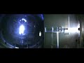 this is a series of test firings of the vasimr vx-200 plasma rocket prototype.  the rocket's 1st stage (a helicon plasma source) was fired at 14 kw using a solid state rf amplifier, and argon gas as the propellant.  the video is slowed down to half speed. 
the vx-200 is designed to use 30 kw for its first stage and 70 kw for its second stage (an ion cyclotron heating stage).

the vx-200 is the precursor to the vf-200, a flight demonstration unit that is intended to fly on the international space station (iss).

