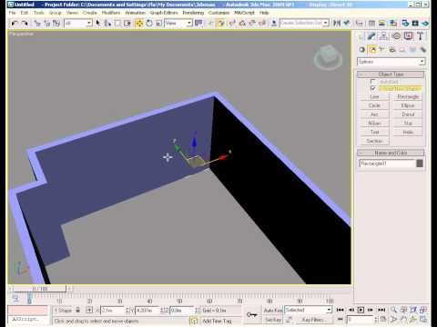 3dsmax - Video tutorial de introdução a modelagem de paredes no 3dsmax 2009. Partindo de retangulos, convertemos para editable spline e depois para editable poly. Int...