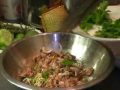 Making Larb, Beef Salad, Laos Style by chef Poungern