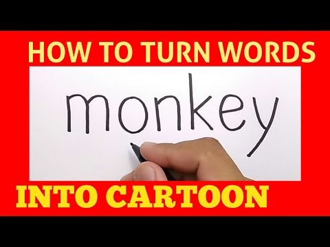 WOW, cara menggambar MONYET dari kata MONKEY / how to turn words into CARTOONS for kids