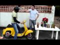 BMW S1000RR towel trick video spoof with Vespa