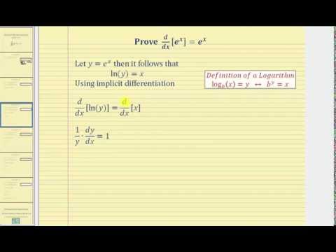 how to prove the derivative of e^x