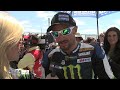 Cristy Lee from AMA Pro Video interviews Monster Energy Graves Yamaha rider and current champion Josh Hayes from winner's circle at Miller Motorsports Park, after Josh takes his fourth win this season and reclaims the lead in AMA Pro National Guard Superbike.