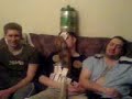 tom asleep up in jonnys house and us putting stuff on him!!
