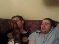 tom asleep up in jonnys house and us putting stuff on him!!