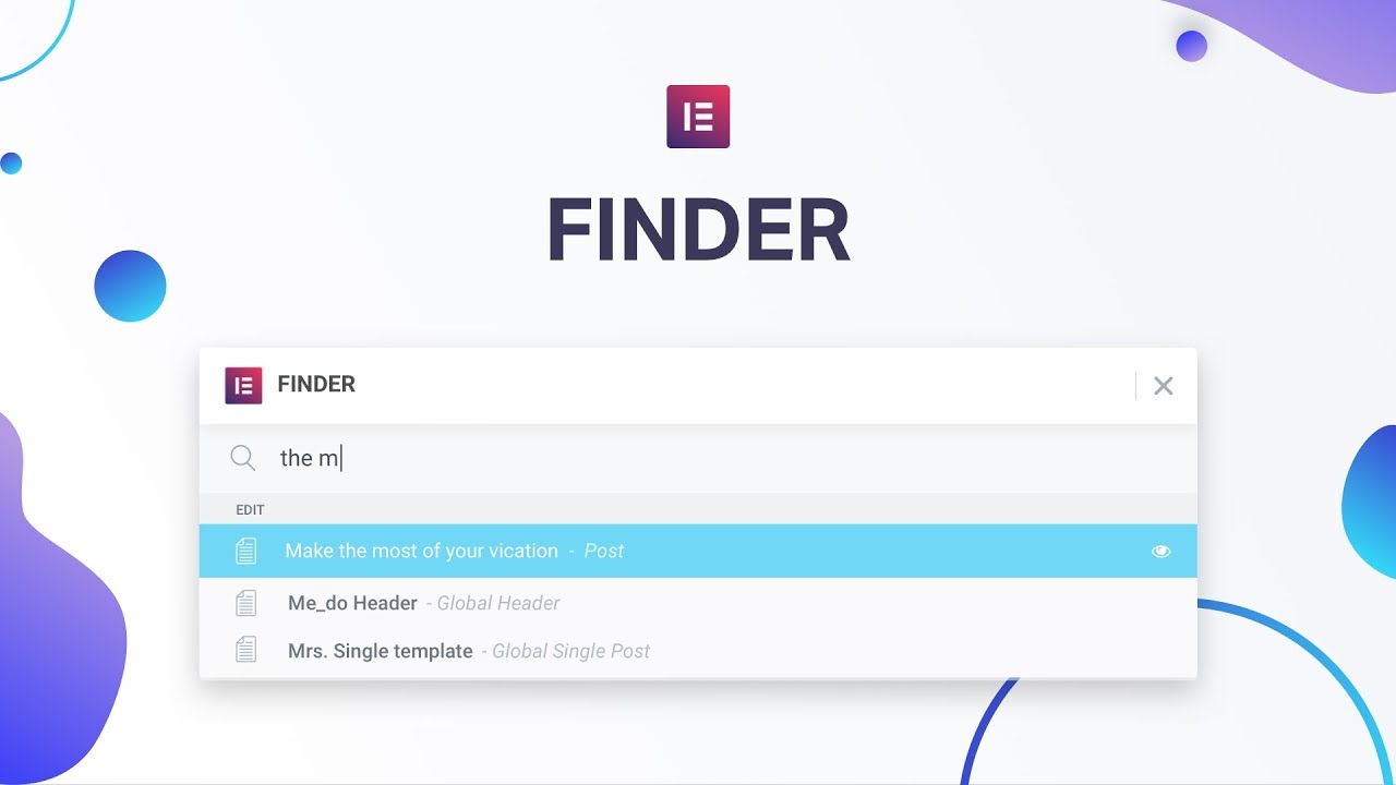 Introducing Elementor Finder