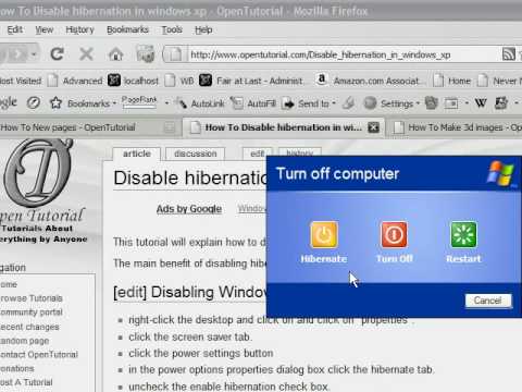 how to enable hibernate in windows xp