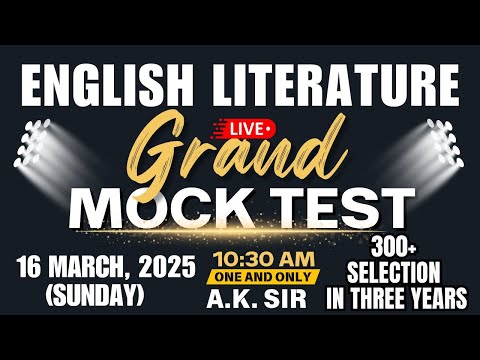 Master Cadre | English Literature | Grand Mock Test | Live | 10:30 AM | Sunday | BY A.K.SIR