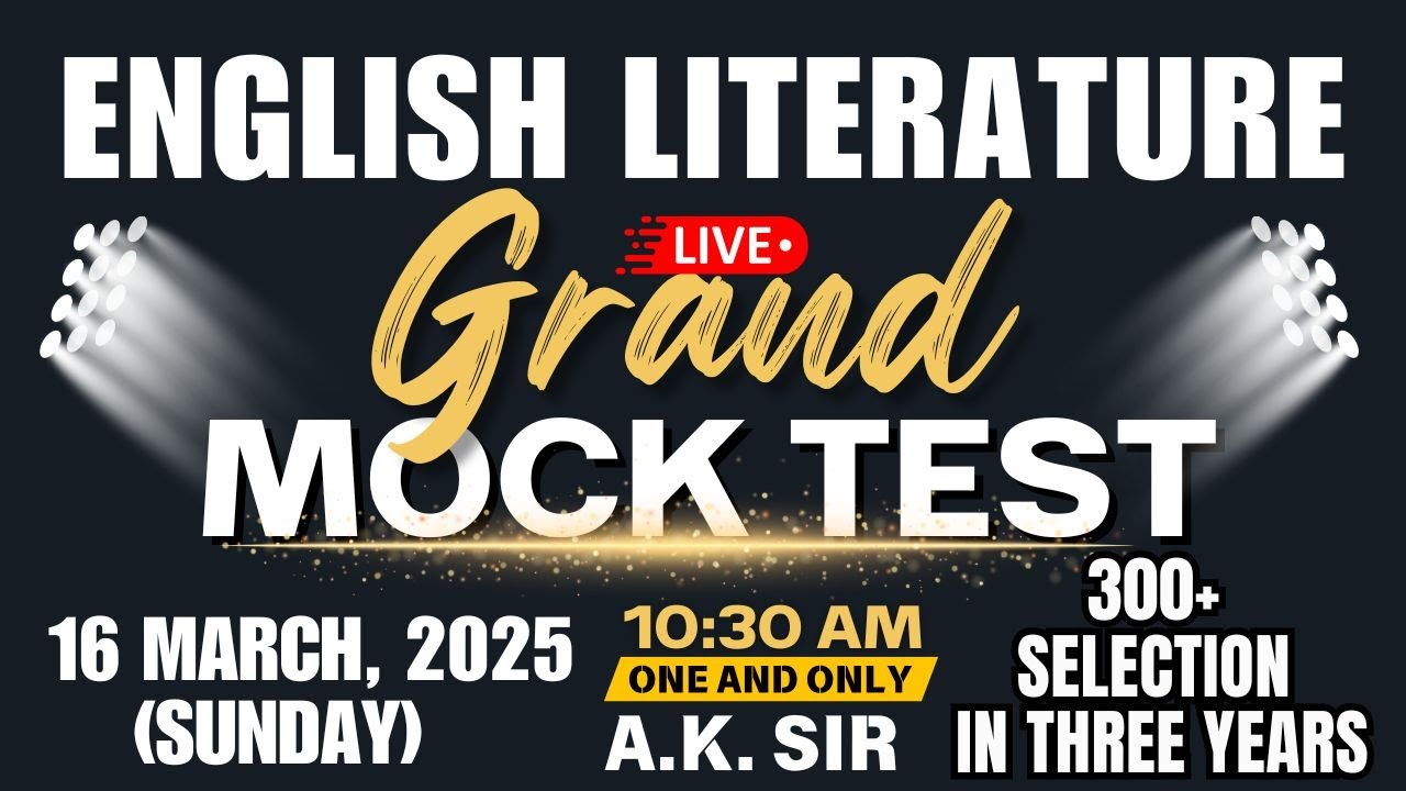 Master Cadre | English Literature | Grand Mock Test | Live | 10:30 AM | Sunday | BY A.K.SIR