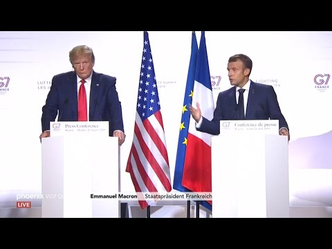 G7-Gipfel: Pressekonferenz mit Emmanuel Macron und Do ...