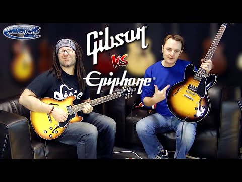 Gibson - Gibson v Epiphone 335 Lee and Rob demo various Gibson and Epiphone 335 Style guitars http://music.andertons.co.uk/search?w=gibson+335&nodet=1#page-1 Rob Chap...