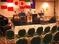 jim robinson (88) leads kansas city banjo band in cocktails for two rehearsal. left to righr: holland white, frank rossi, ralph potter, joan kemp and jim robinson. ruthellen robinson on piano.