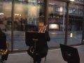 Brass quintet playing Christmas music
