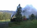 Ein Dampfzug mit Dampflok 99 542 am frühen Morgen, rutschige Schienen und der Güterzug muß in der Steigung anhalten - und wieder anfahren. Garnicht so einfach! :-)
