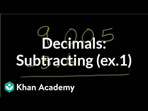 Subtracting decimals example 1