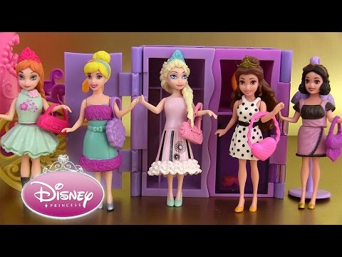 7 Poupées Princesses Disney Magiclip Vêtements Polly Pockets Séance d'essayage 2