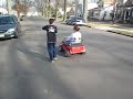that's my mom driving my son's supercharged power wheels. 1st gear only. 

i have installed 2 batteries. one 12v tractor battery from sears and the other one is a 6v from radio shack, making it 18 volts.

it can pull the old lady pretty good, right?!?! 
you should see my son on it! will post video later


thanks for watching