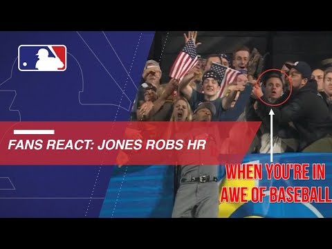 Video: Fans in center field react to Jones' fantastic catch