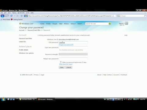 how to change hotmail password