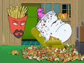 master shake from aqua teen hunger force clips and then some drum and bass.