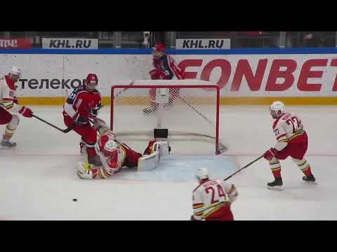Simon Hrubec № 30 in action during the CSKA@ Kunlun RS hockey game