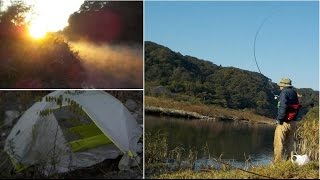 羽村・多摩川で釣り&ソロキャンプ、羽村堰の幻想的な夜を堪能しました