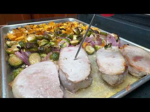 Maple Dijon Pork Chop Sheet Pan Dinner