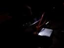well, a contact mic is plugged into the audible disease convulsion cn-2.. the mic is then scraped on some metal thing while tweaking the spit, choke and noise knobs.. the video is a bit dark but you can still sort of tell what's going on..