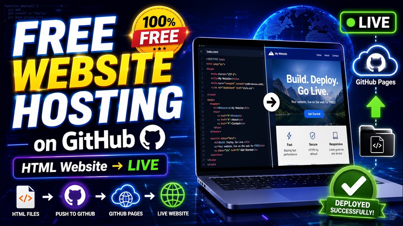 Free Website Hosting on GitHub Pages  HTML Website Deploy Step by Step