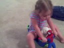 Dad teases Sydney while riding her horse