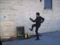 Lance wall Junting over a garbage can (with a spin)