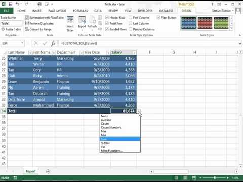 video-linktoworks-Working with the Table Total Row in Excel 2013
