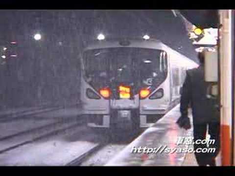 【特急 かいじ】E257系×9両+2両(松本車)117号 竜王行 八王子駅 到着~発車まで(冬の雪Version)