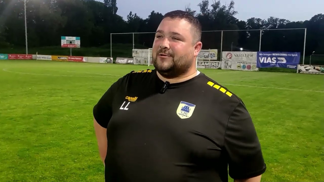  Luca Lausberg – Trainer 1. FC Düren – erste Halbzeit sehr zähes Spiel, beide mit dem gleichen Plan 